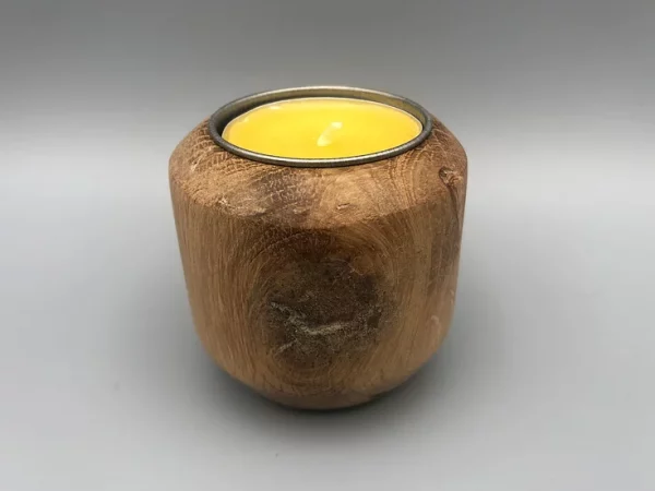 Round Oak Handmade Candle Holder