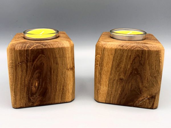 Knotty Cubes Tea Light Holder Pair Wooden